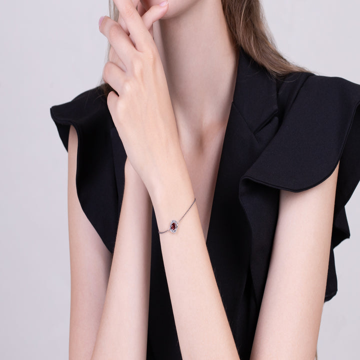 Ovales Granat- und Markasit-Cluster-Armband im Art-Deco-Stil