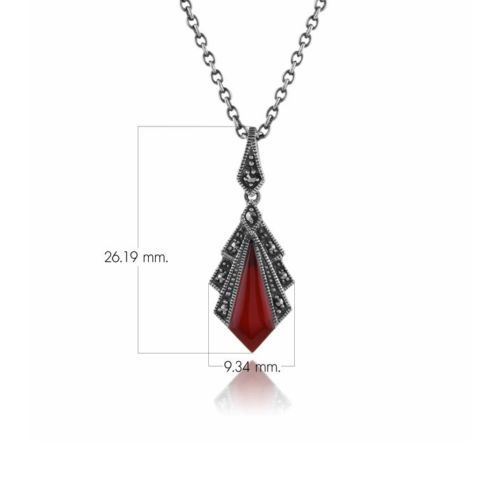 Karneol- und Markasit-Anhänger im Art-Deco-Stil aus 925er Sterlingsilber