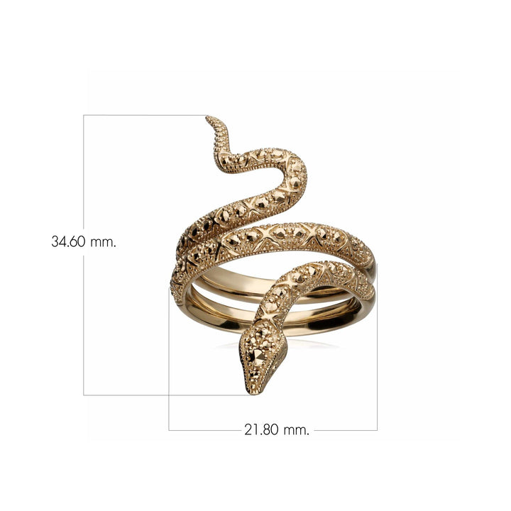 Jugendstil-Markasit-Schlangenwickelring aus 18 Karat vergoldetem Silber