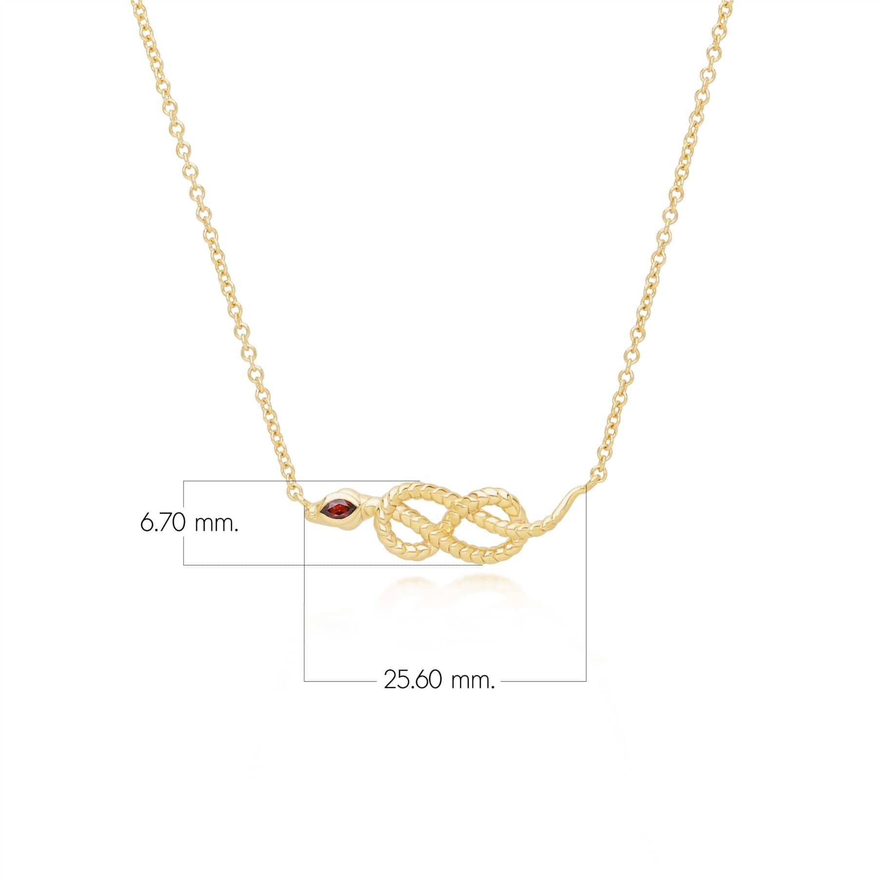 253N365801925 ECFEW™ Garnet Winding Snake Pendant Necklace in Gold Plated Sterling Silver Dimensions