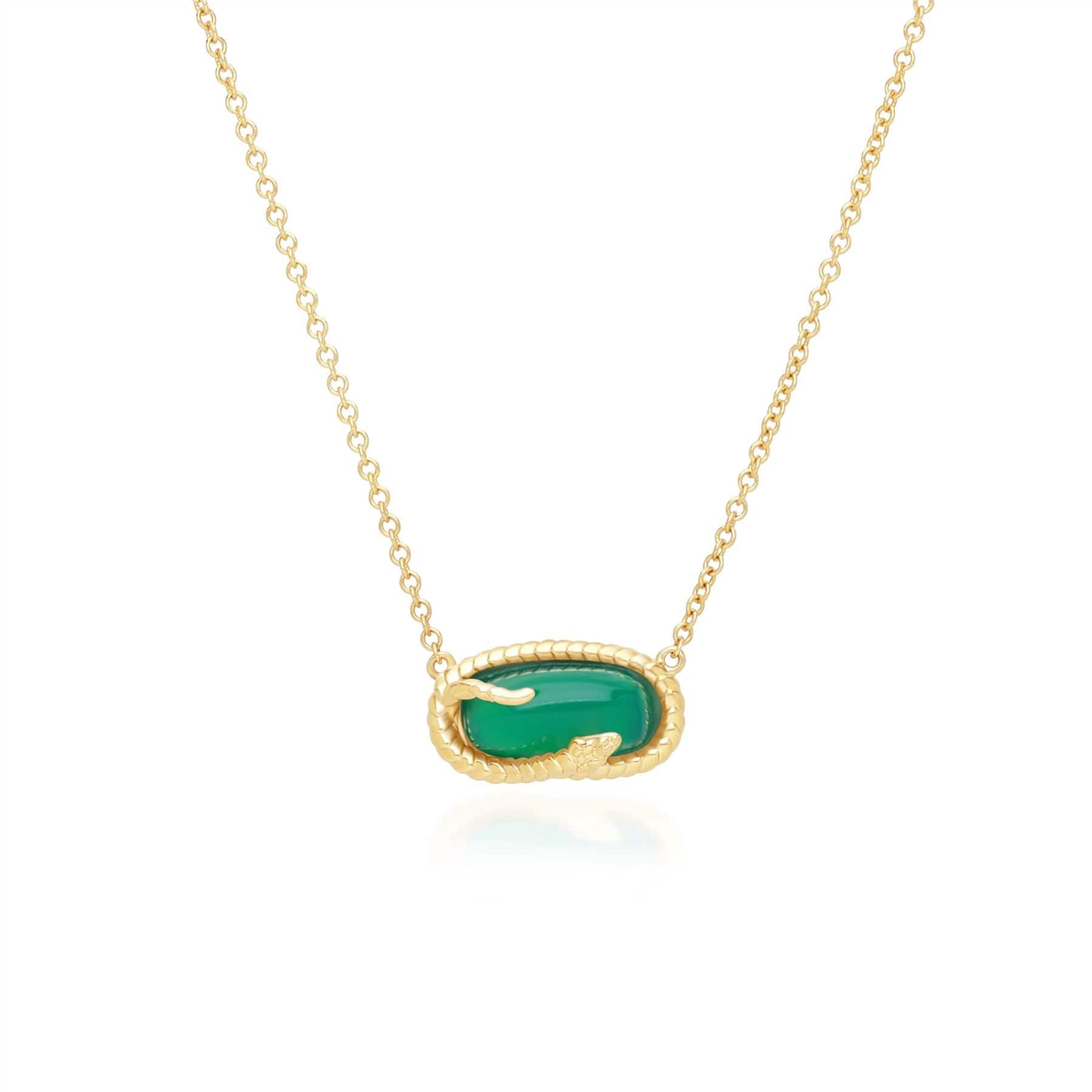 253N365901925 ECFEW™ Chalcedony Snake Pendant Necklace in Gold Plated Sterling Silver 
