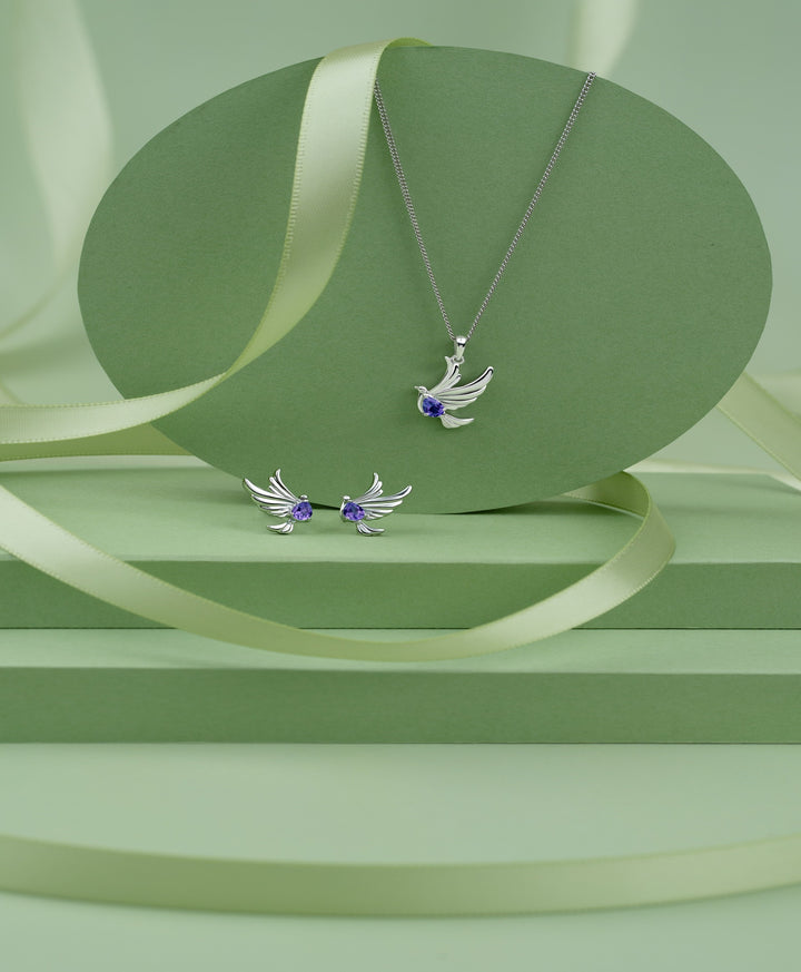 ECFEW™ Creator Halskette mit Amethyst-Tauben-Anhänger aus Sterlingsilber