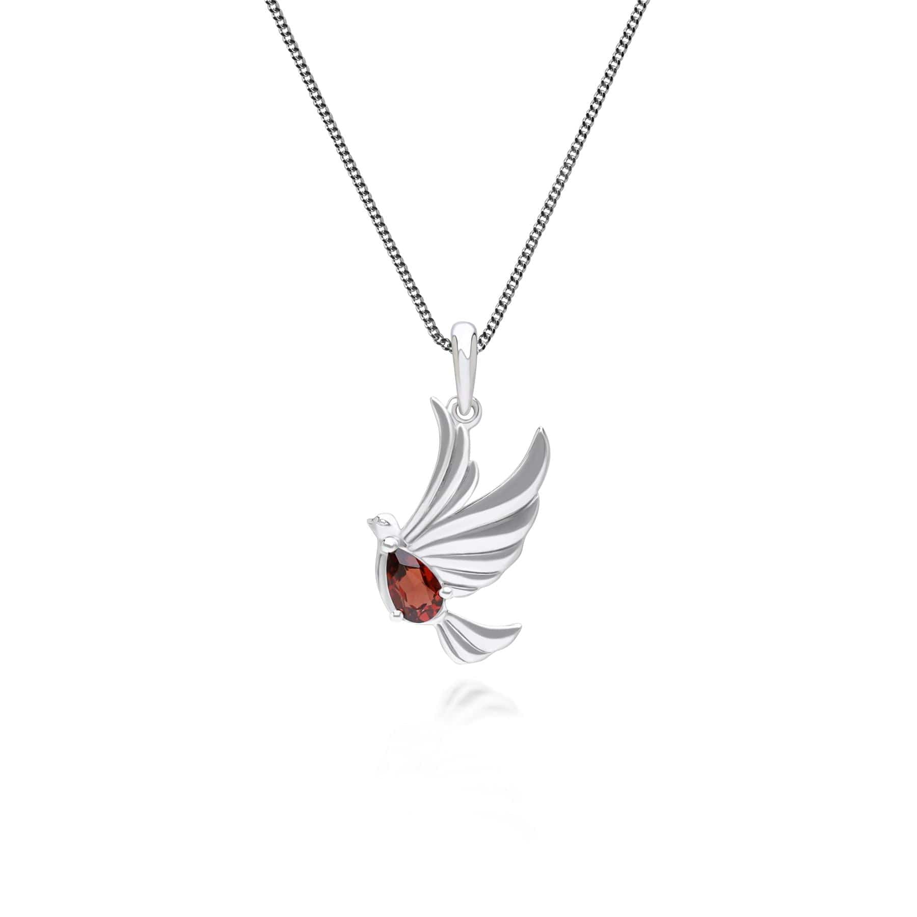 253P340902925 ECFEW™ Creator Garnet Dove Pendant Necklace in Sterling Silver 
