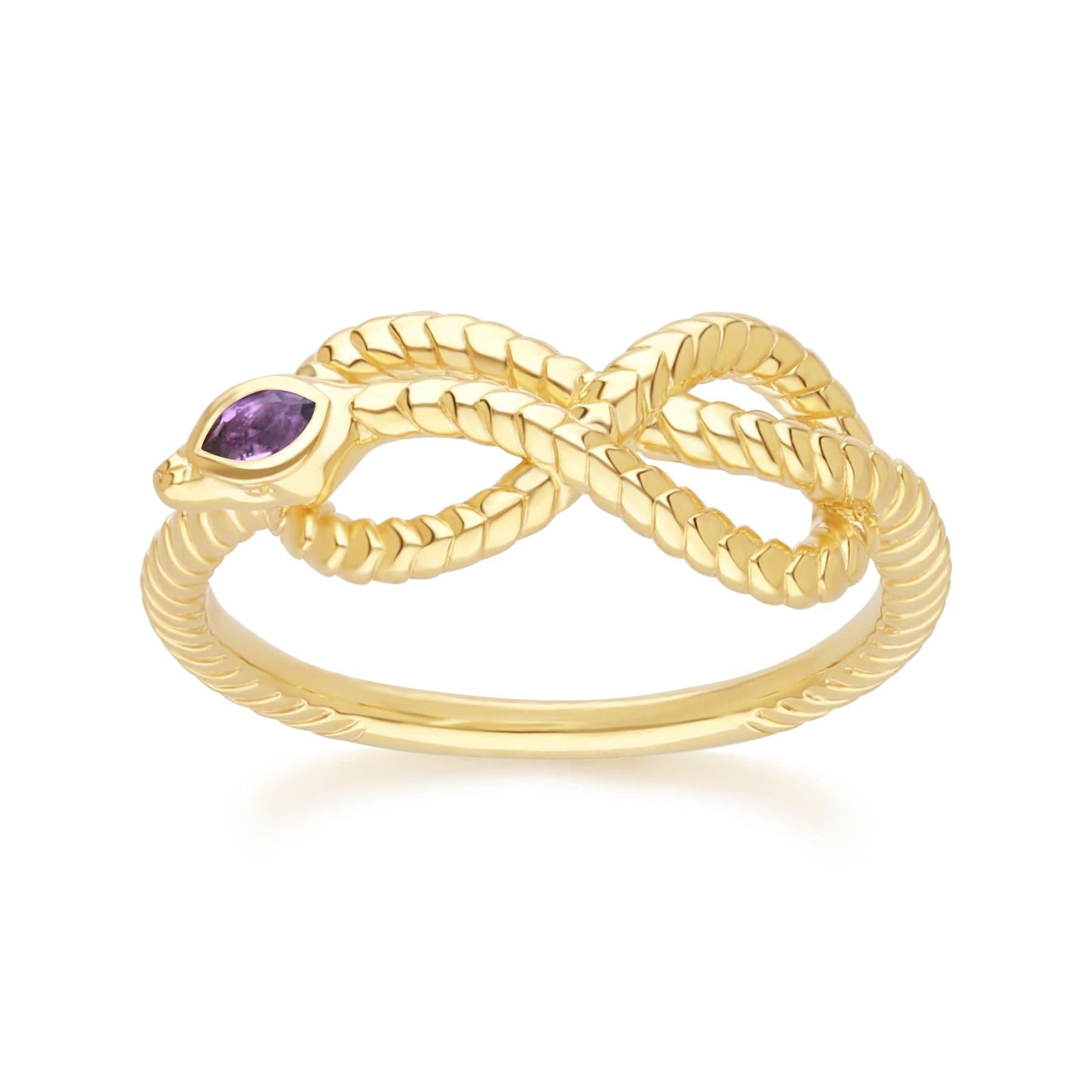 253R723502925 ECFEW™ Amethyst Winding Snake Ring in Gold Plated Sterling Silver