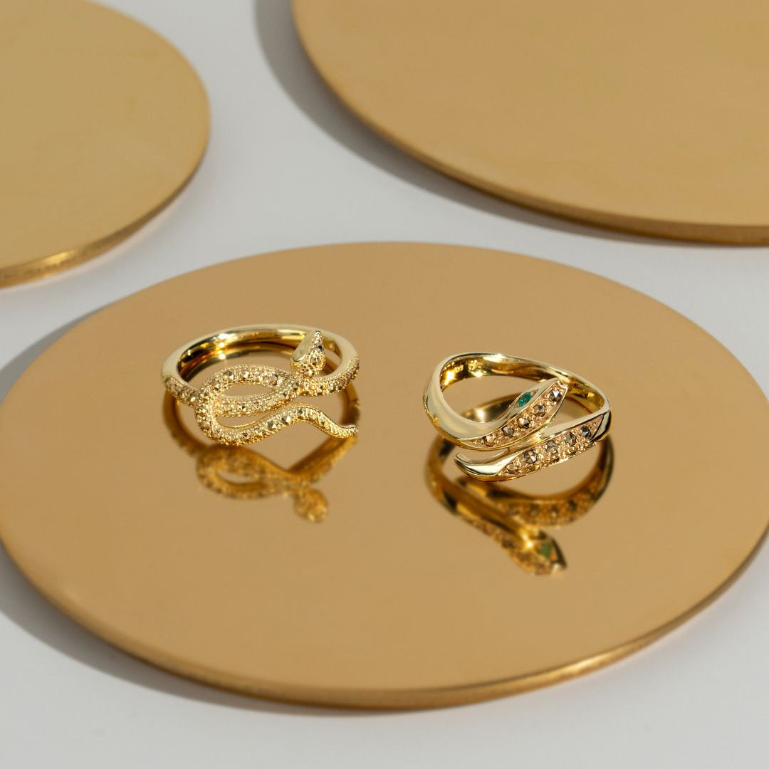 Jugendstil-Markasit-Wicklungsschlangenring aus 18 Karat vergoldetem Silber