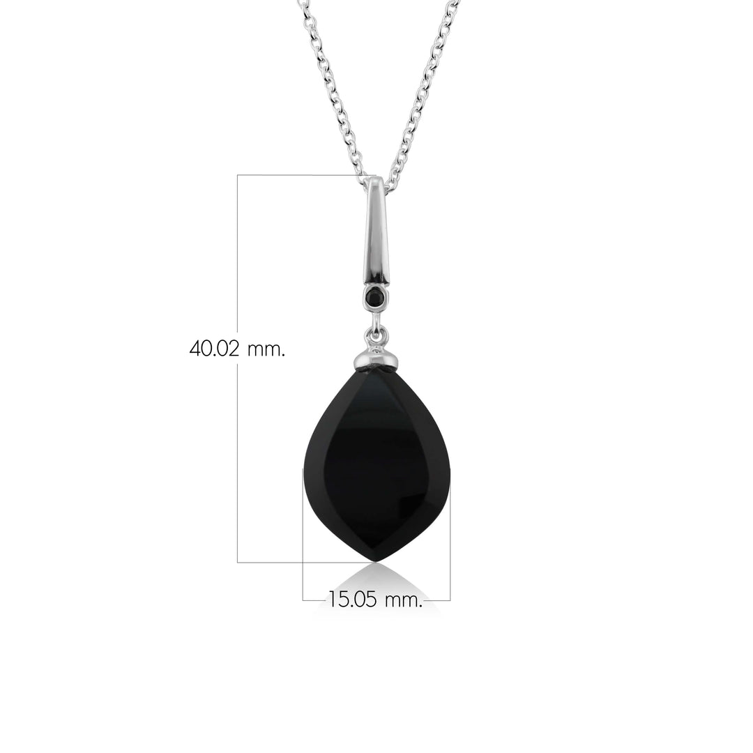 Anhänger aus schwarzem Onyx im Art-déco-Stil mit Cabochon und schwarzem Spinell aus Sterlingsilber