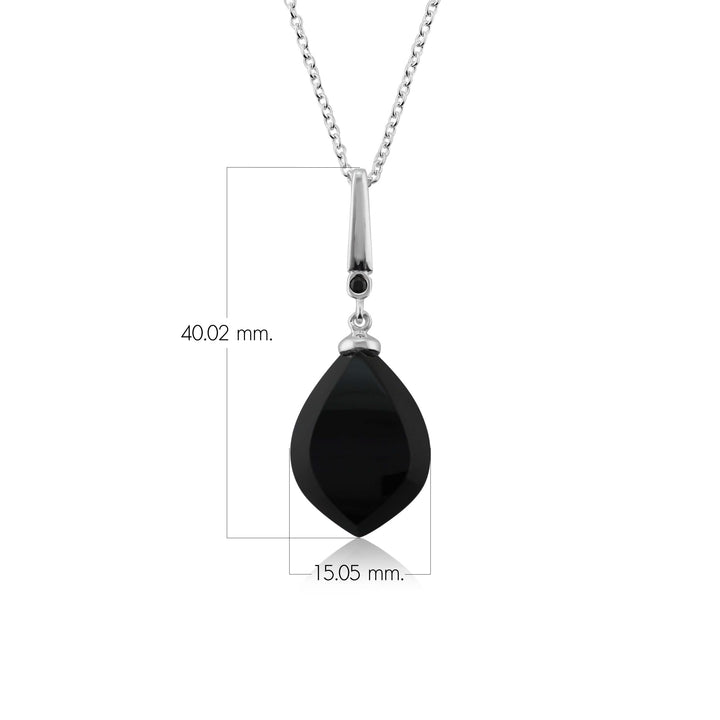 Anhänger aus schwarzem Onyx im Art-déco-Stil mit Cabochon und schwarzem Spinell aus Sterlingsilber