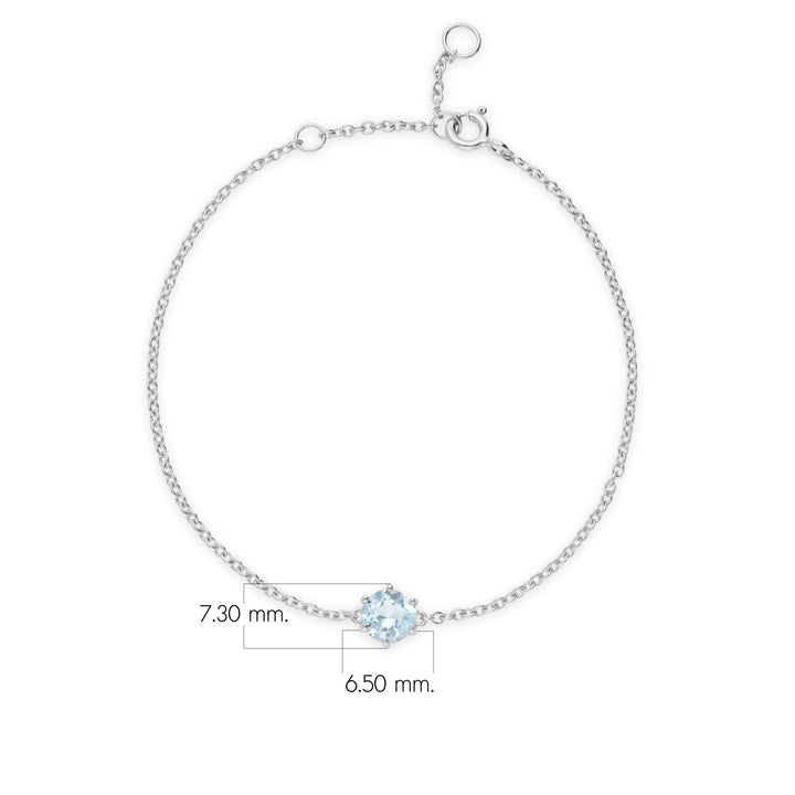 Klassisches rundes blaues Topas-Armband mit 6 Krallen aus 925er Sterlingsilber