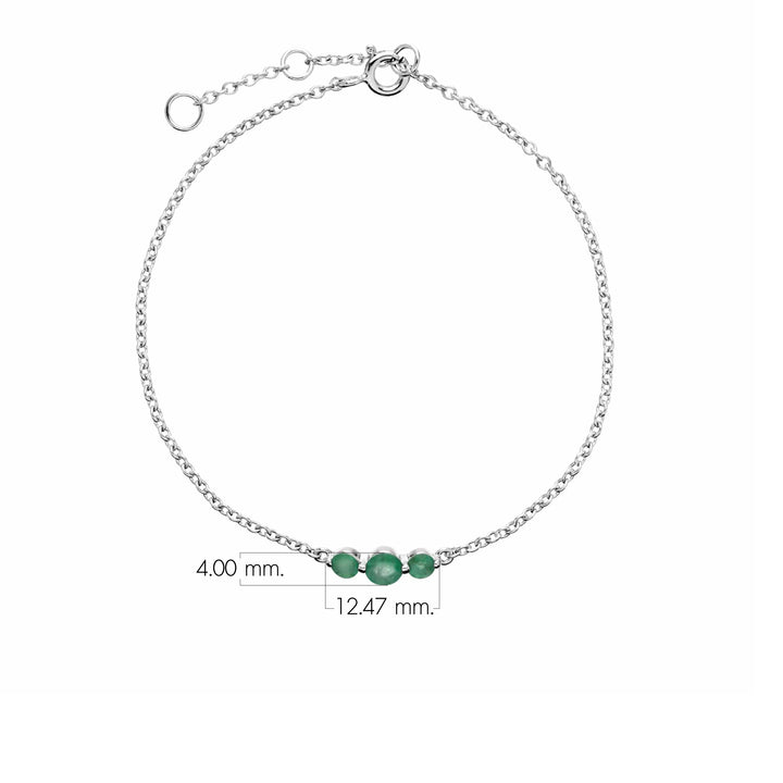 Klassisches rundes Smaragd-Armband mit drei Steinen und Farbverlauf aus 925er Sterlingsilber