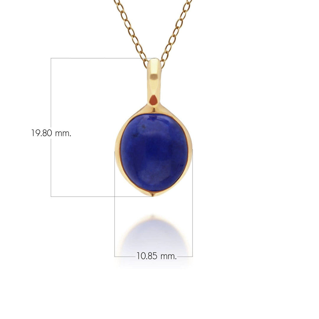 Lapislazuli-Anhänger mit unregelmäßigem B-Edelstein aus vergoldetem Silber