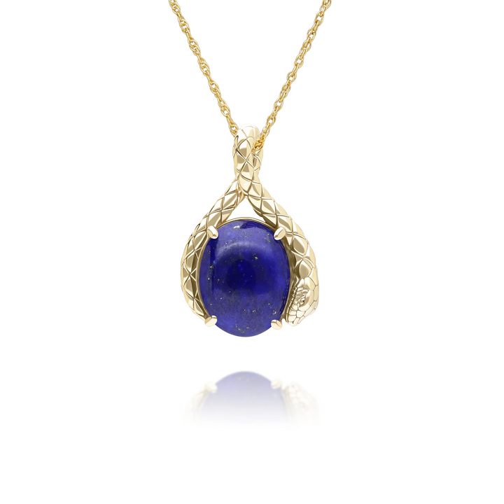 ECFEW Oval Lapis Lazuli tail and head set cabochon pendant in gold vermeil sterling silver