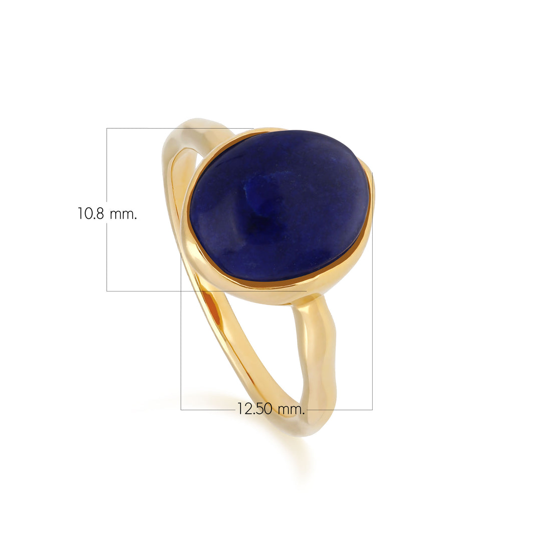 Unregelmäßiger B-Edelstein-Lapislazuli-Ring aus gelbvergoldetem Silber
