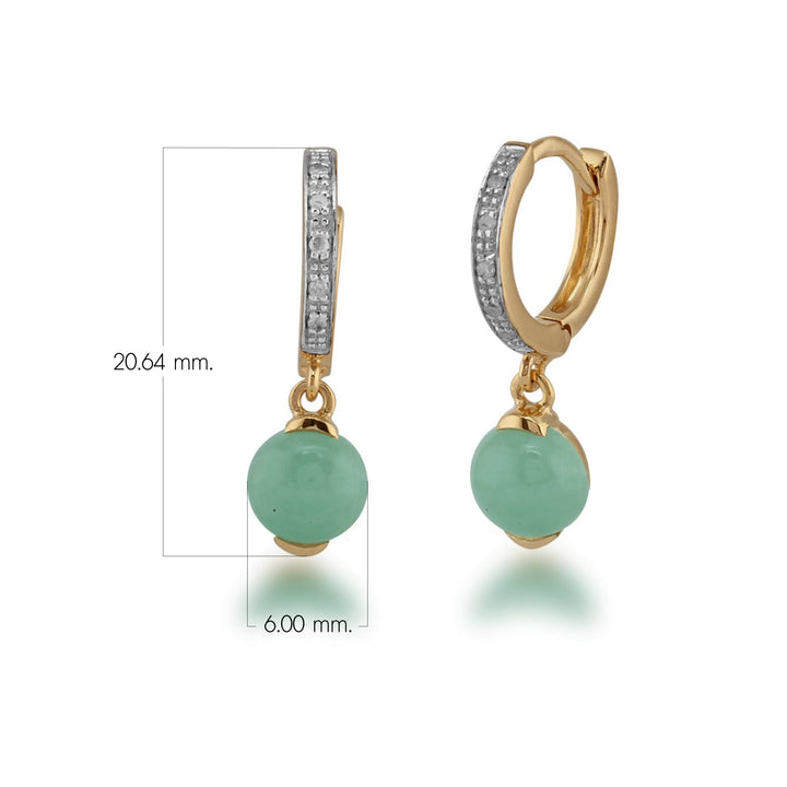 Klassische Creolen mit Jade und Diamanten in Gold Vermeil