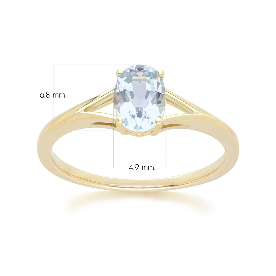 Classic Oval Aquamarine Ring in 9ct Yellow Gold