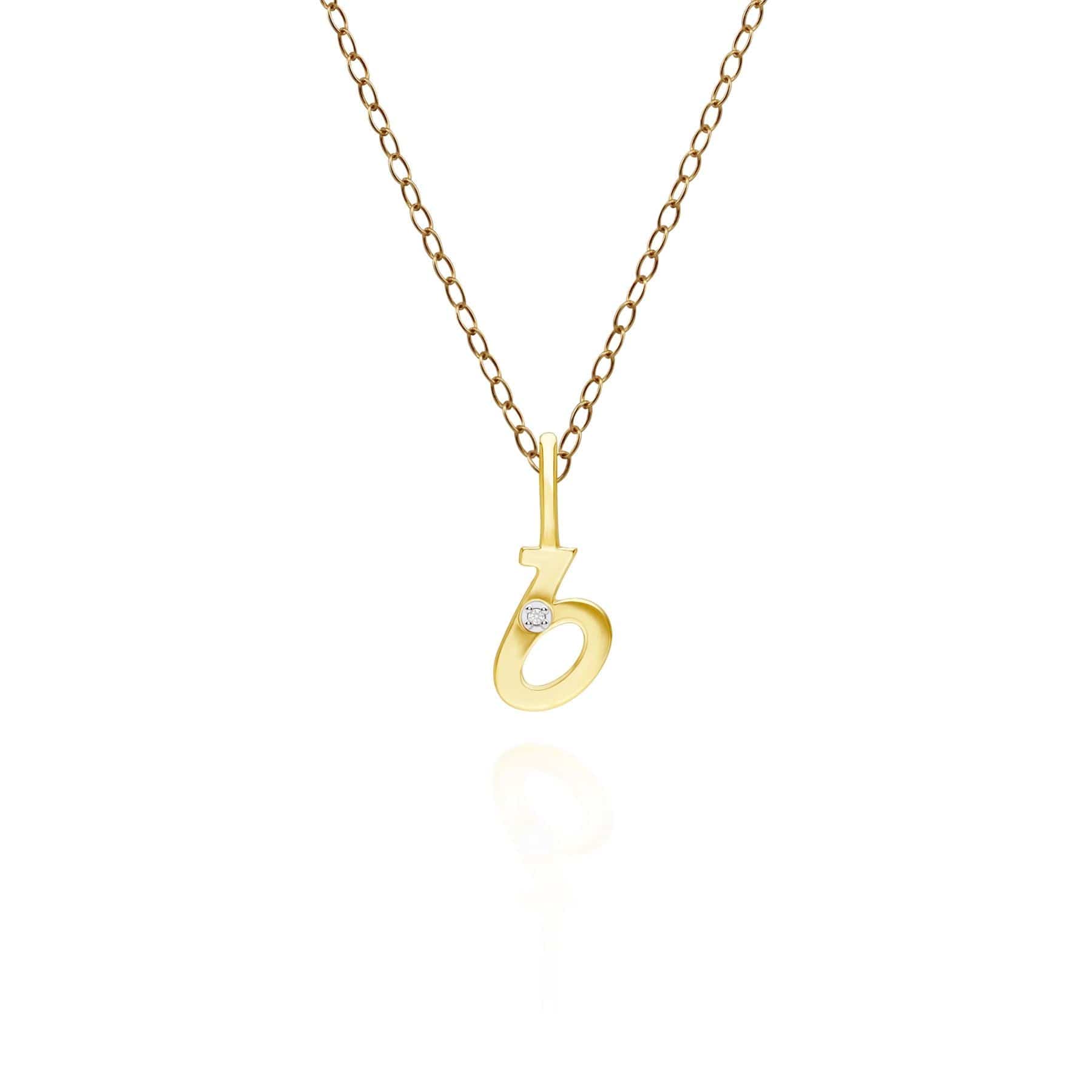 191P0773019 Alphabet Letter B Diamond pendant in 9ct Yellow Gold Front