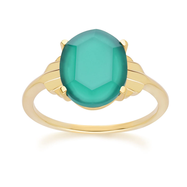 Grand Deco Ovaler Chalcedon-Ring aus Gold Vermeil