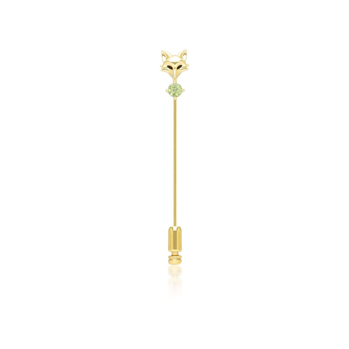 Gardenia Peridot Fox Anstecknadel in 9 Karat Gelbgold