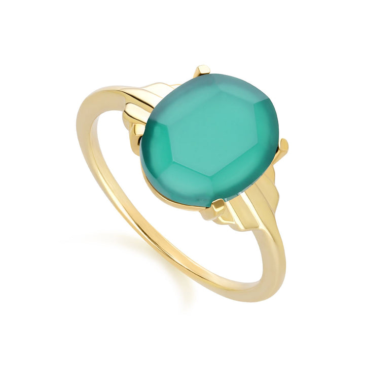 Grand Deco Ovaler Chalcedon-Ring aus Gold Vermeil
