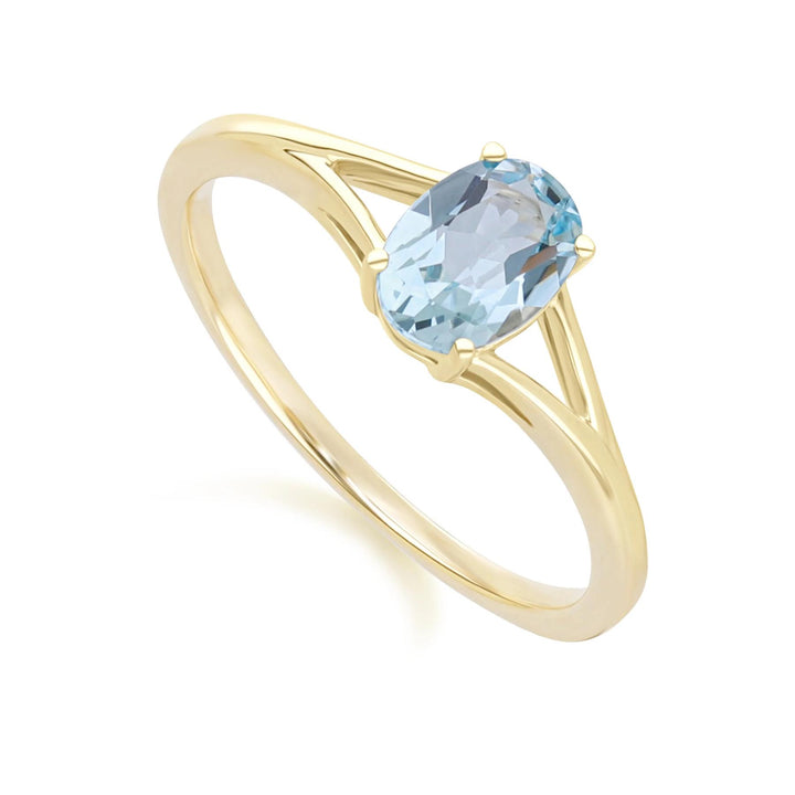 Classic Oval Sky Blue Topaz Ring in 9ct Yellow Gold