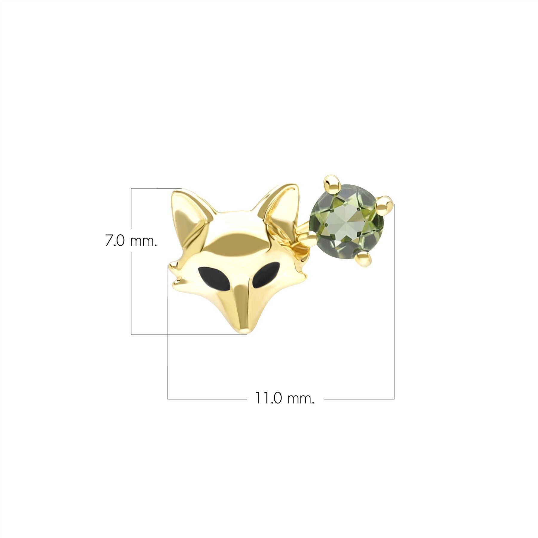 Gardenia Peridot Fuchs Pin in 9 Karat Gelbgold