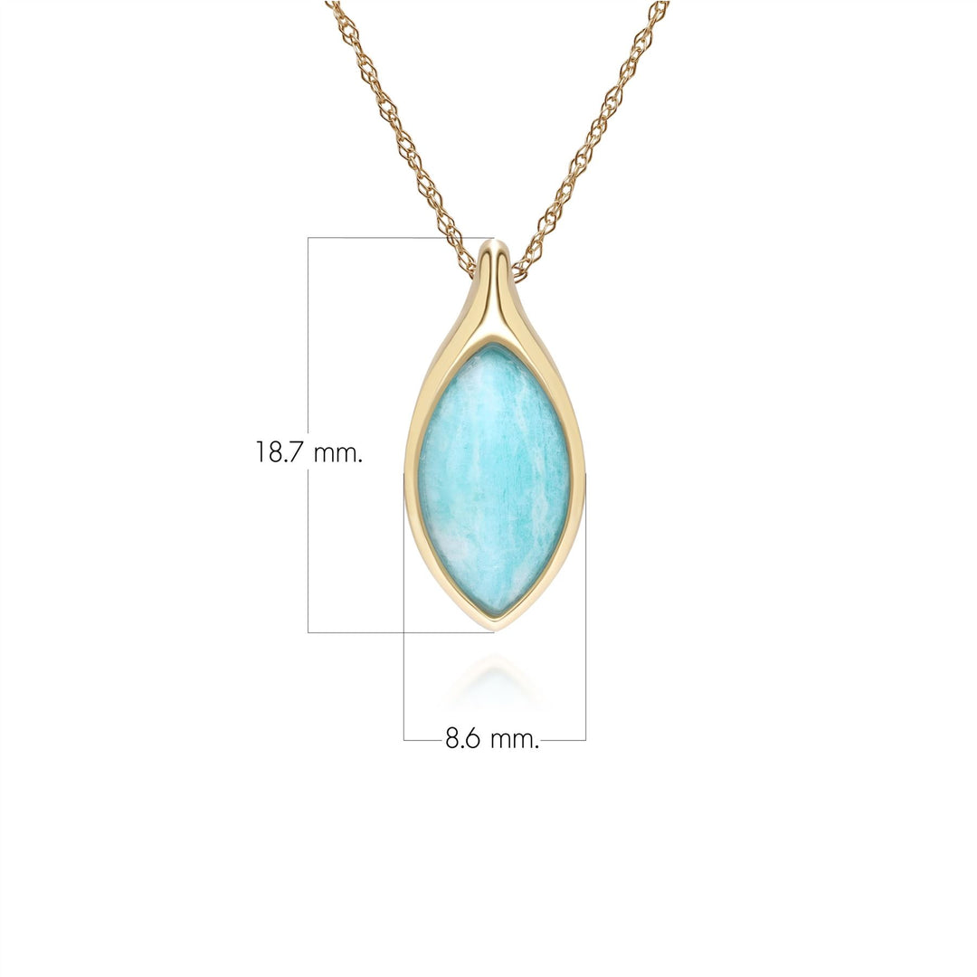 Klassische Halskette mit Marquise-Amazonit-Anhänger in 9 Karat Gelbgold