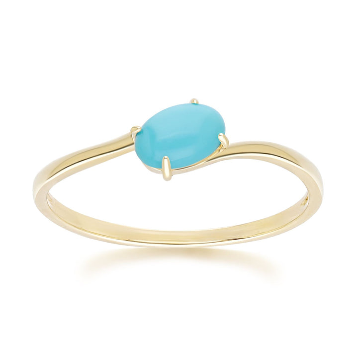 Classic Oval Turquoise Ring in 9ct Yellow Gold 6x4mm