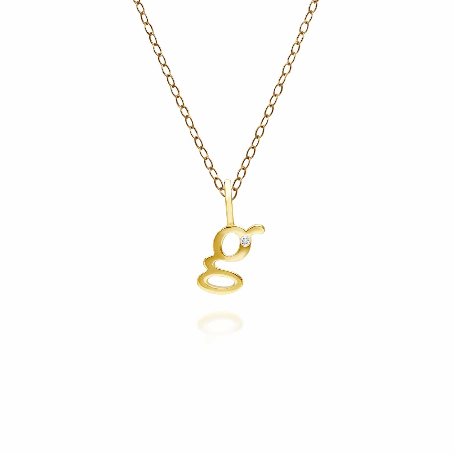 191P0778019 Alphabet Letter G Diamond pendant in 9ct Yellow Gold Front