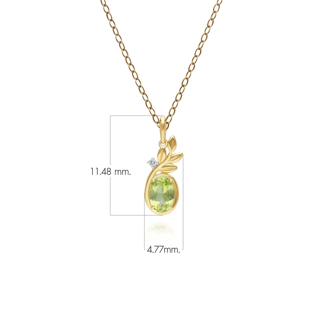 135P2117019 O Leaf Peridot & Topaz Pendant In 9ct Yellow Gold Dimensions