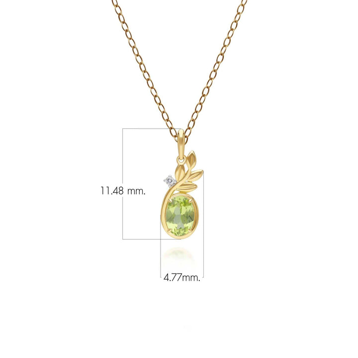 135P2117019 O Leaf Peridot & Topaz Pendant In 9ct Yellow Gold Dimensions