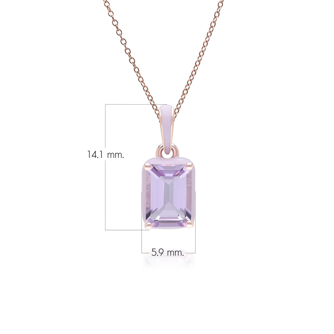 Siberian Waltz – Halskette mit violettem Emaille- und achteckigem Amethyst-Anhänger aus Roségold-Vermeil