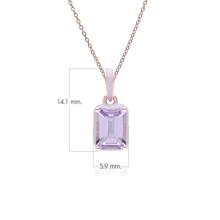 Siberian Waltz – Halskette mit violettem Emaille- und achteckigem Amethyst-Anhänger aus Roségold-Vermeil