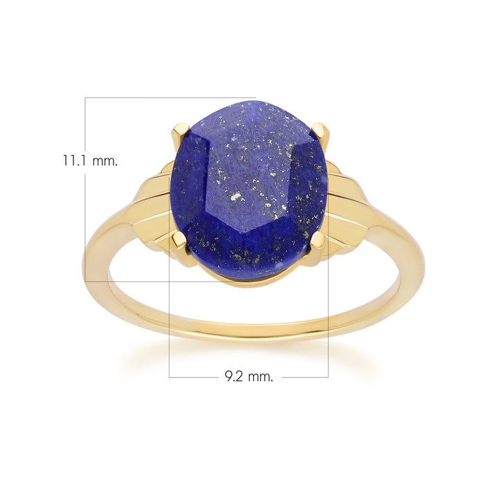 Grand Deco Ovaler Lapizlazuli-Ring aus Gold-Vermeil