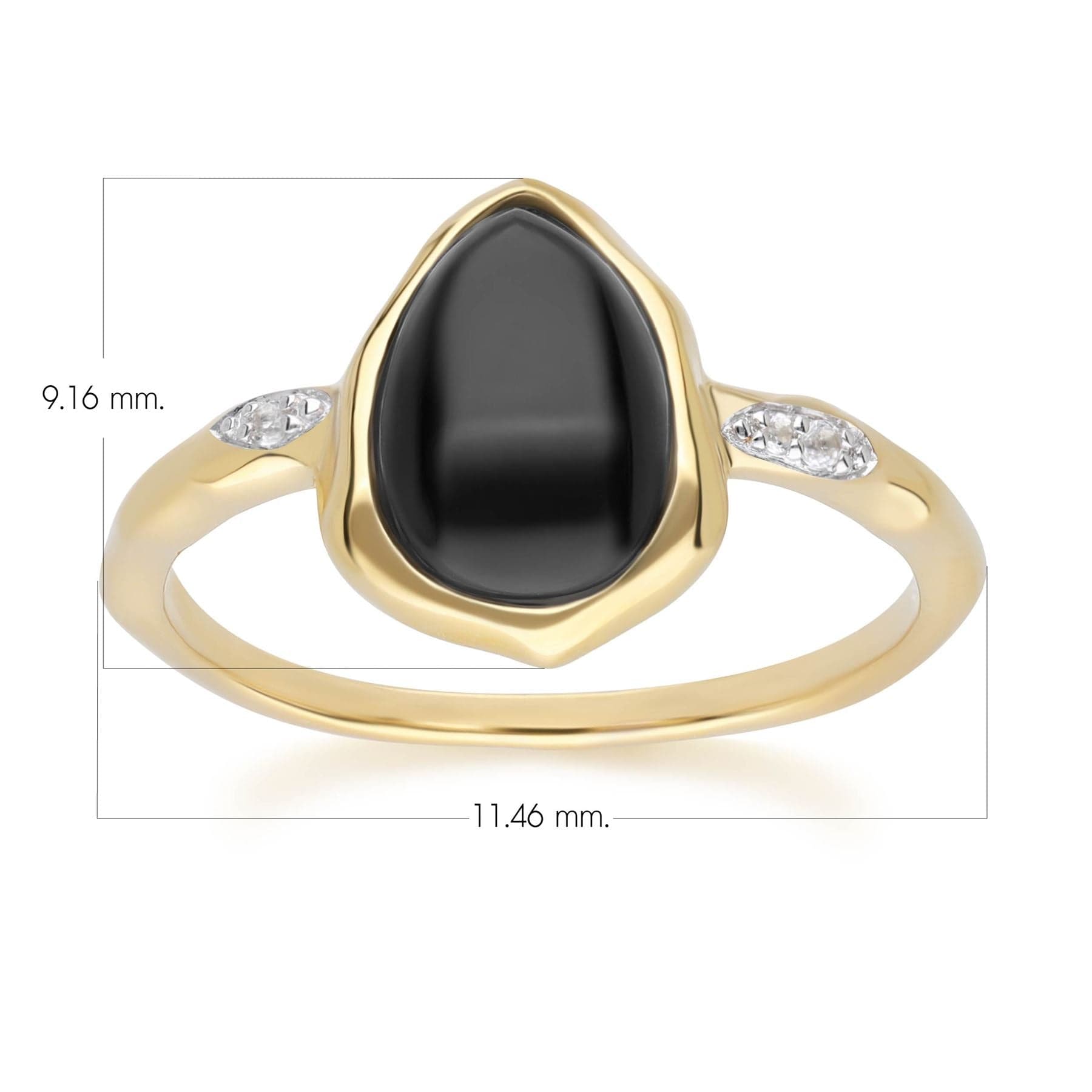 253R710203925 Irregular Black Onyx & Topaz Ring In 18ct Gold Plated SterlIng Silver Dimensions
