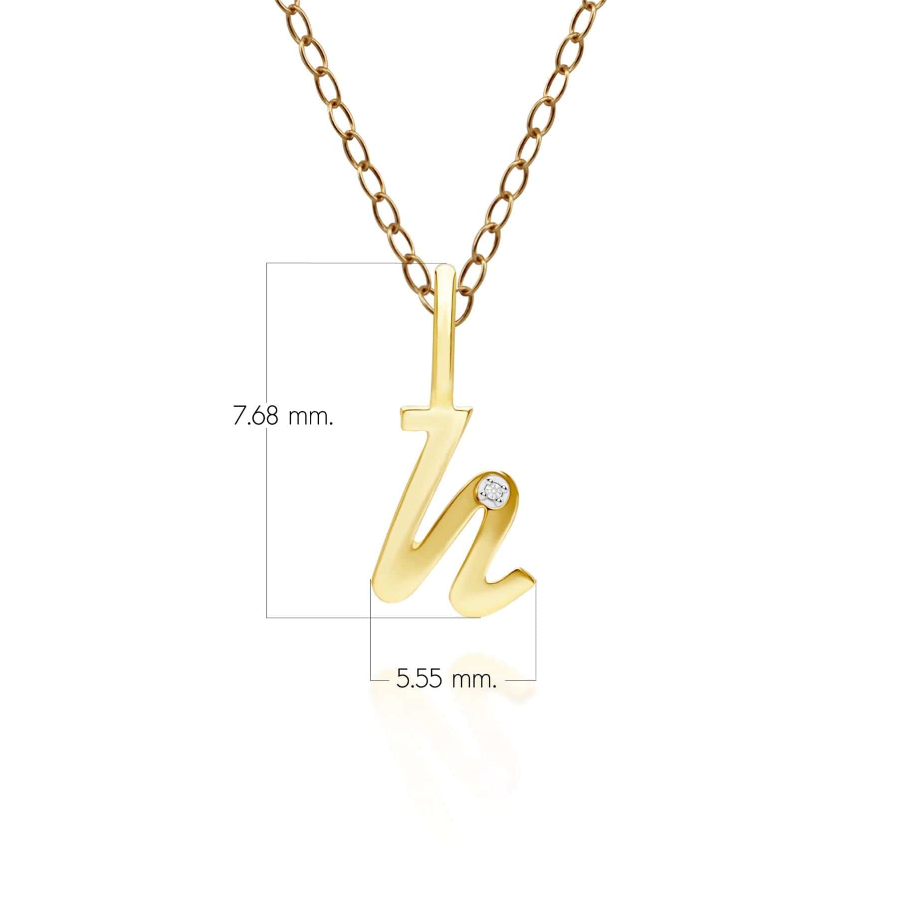 191P0779019 Alphabet Letter H Diamond pendant in 9ct Yellow Gold Dimensions