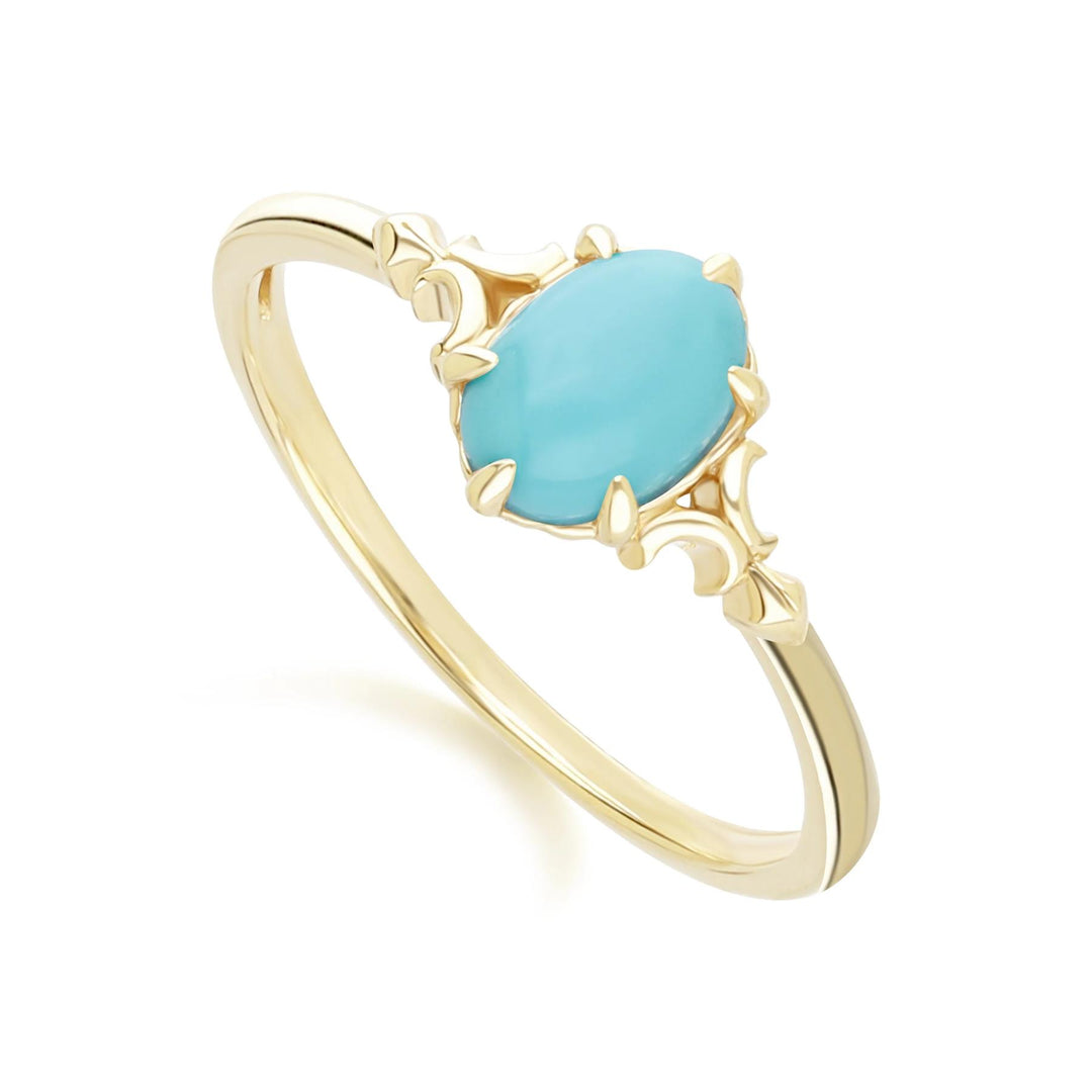 Classic Oval Turquoise Ring in 9ct Yellow Gold 7x5mm