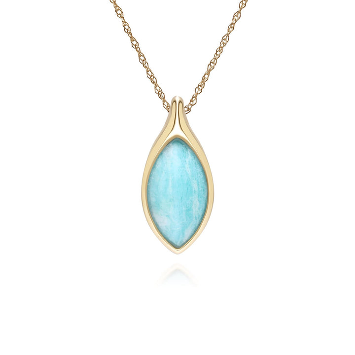 Klassische Halskette mit Marquise-Amazonit-Anhänger in 9 Karat Gelbgold
