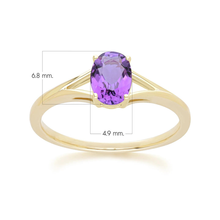 Classic Oval Amethyst Ring in 9ct Yellow Gold