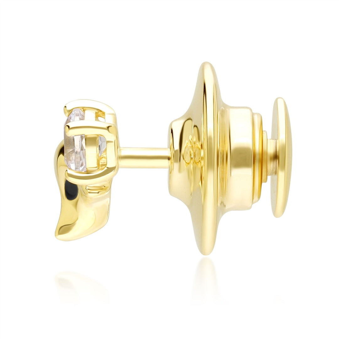 Gardenia Weißtopas Fuchs Pin in 9 Karat Gelbgold