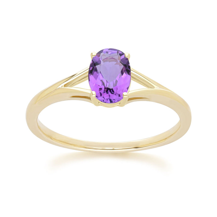 Classic Oval Amethyst Ring in 9ct Yellow Gold