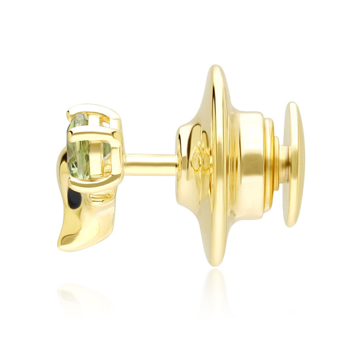 Gardenia Peridot Fuchs Pin in 9 Karat Gelbgold