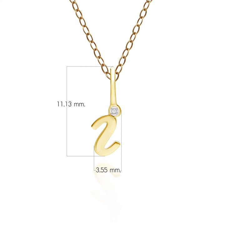 191P0780019 Alphabet Letter I Diamond pendant in 9ct Yellow Gold Dimensions