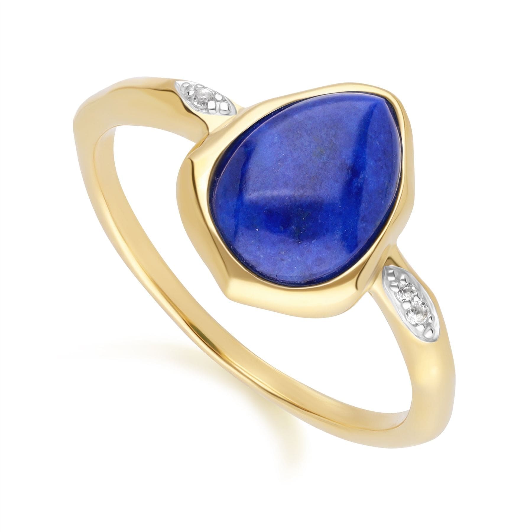 253R710202925 Irregular Lapis Lazuli & Topaz Ring In 18ct Gold Plated SterlIng Silver Side