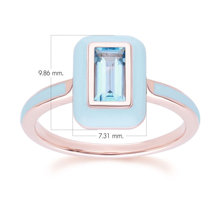253R710401925 Siberian Waltz Blue Enamel & Swiss Blue Topaz Ring In 18ct Rose Gold Plated Sterling Silver Dimensions