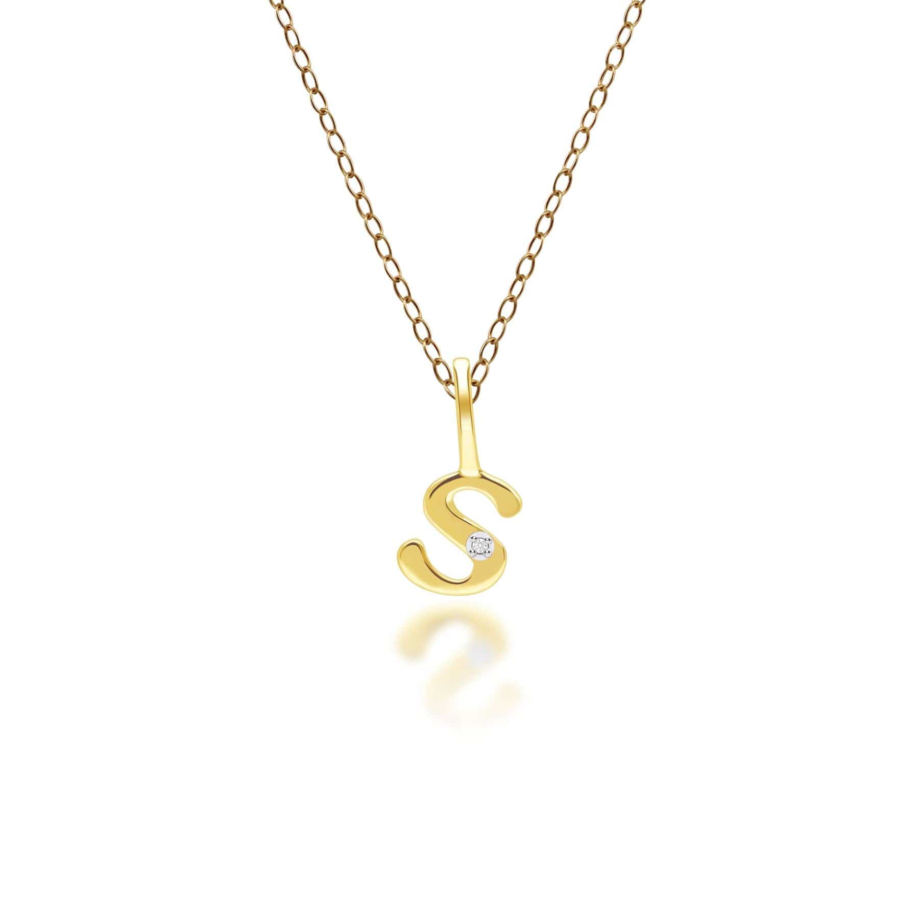 191P0790019 Alphabet Letter S Diamond pendant in 9ct Yellow Gold Front