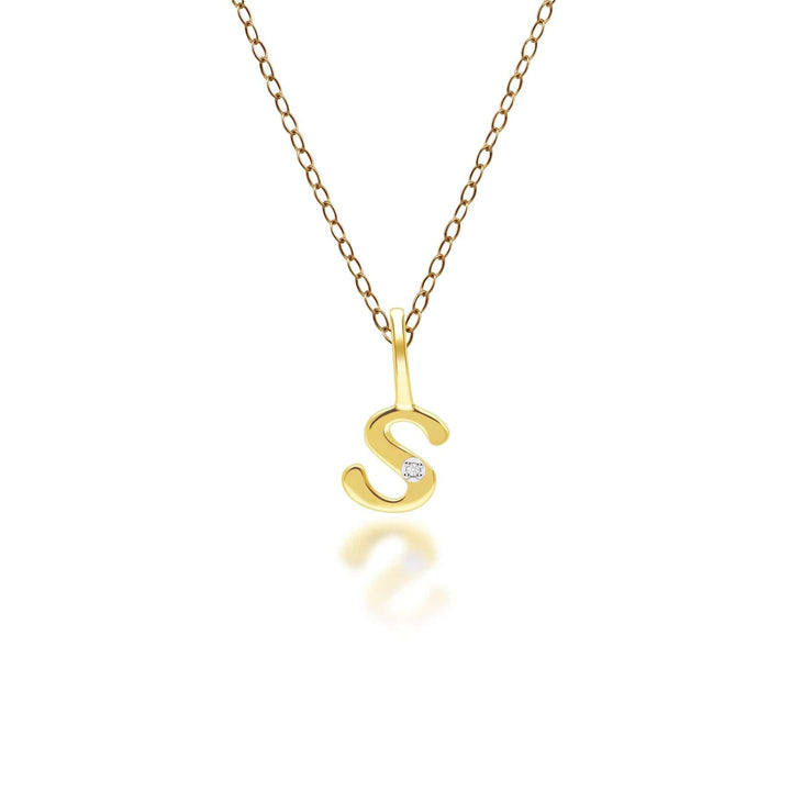 191P0790019 Alphabet Letter S Diamond pendant in 9ct Yellow Gold Front