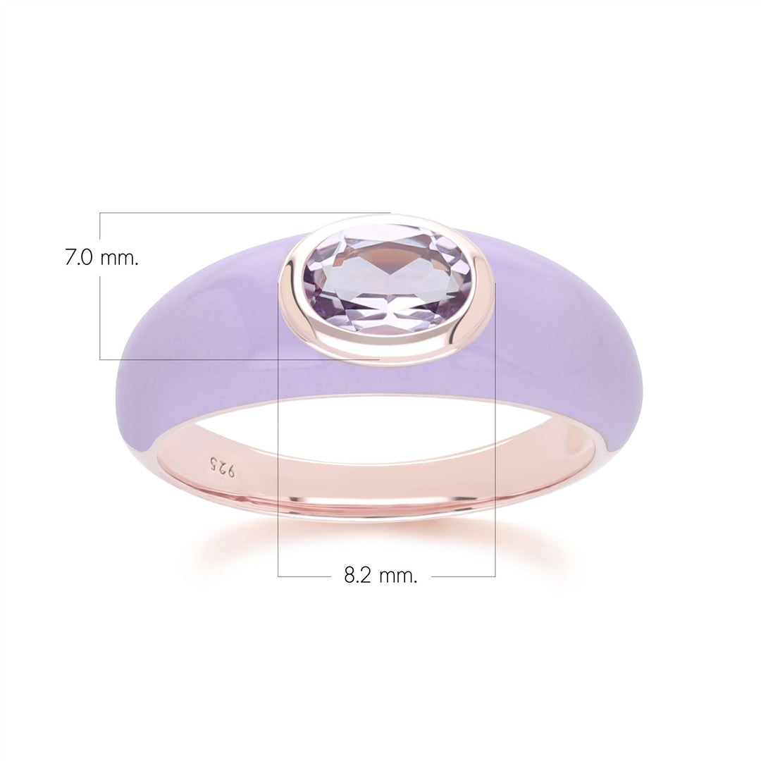 Siberian Waltz – Violetter Emaille- und achteckiger Amethyst-Ring aus Roségold-Vermeil