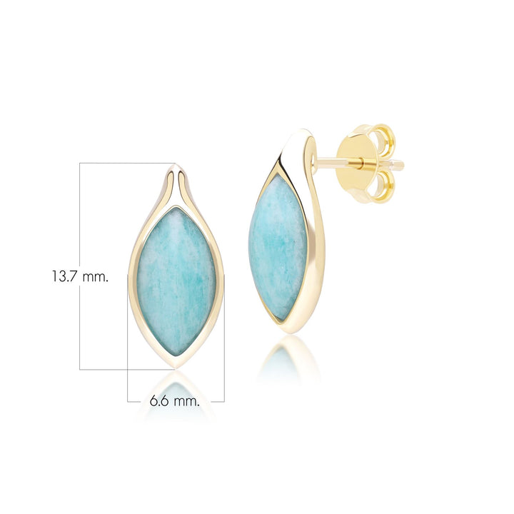 Klassische Marquise-Amazonit-Ohrstecker in 9 Karat Gelbgold