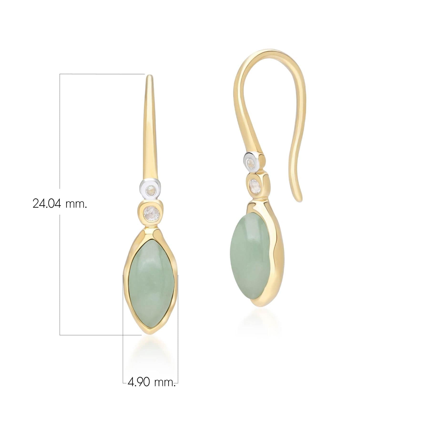 253E418602925 Irregular Marquise Dyed Green Jade & Topaz Drop Earrings In 18ct Gold Plated SterlIng Silver Dimensions