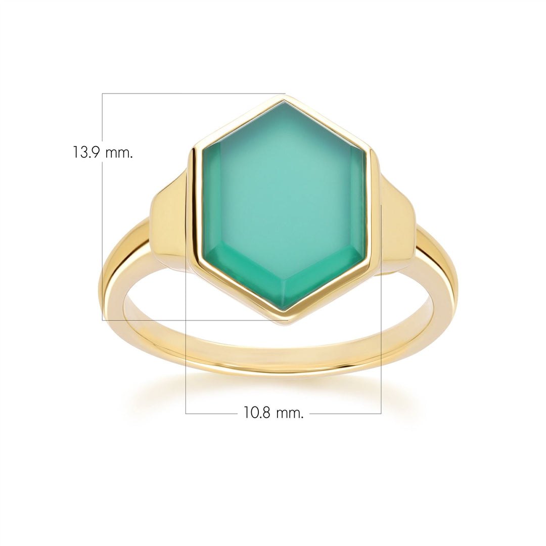Grand Deco Sechseck-Chalcedon-Ring in Gold Vermeil