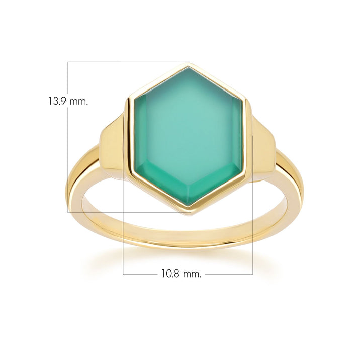 Grand Deco Sechseck-Chalcedon-Ring in Gold Vermeil